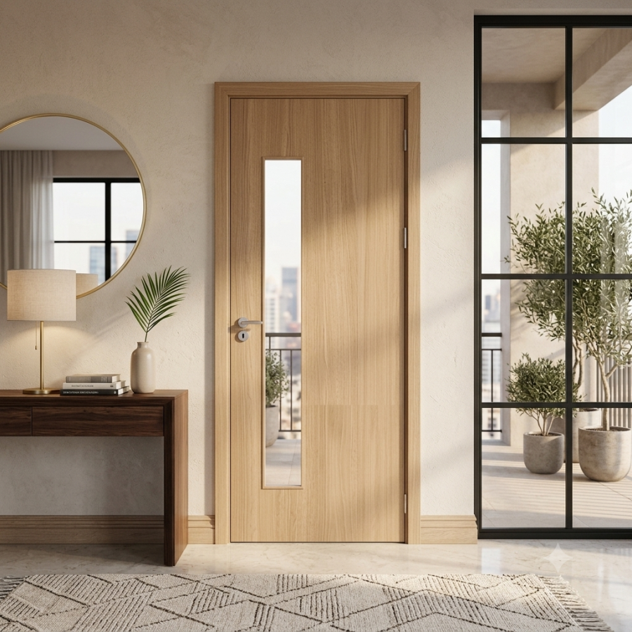 Cửa Composite thiết kế ô kính THN-PC